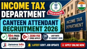 Income Tax Department Canteen Attendant Recruitment