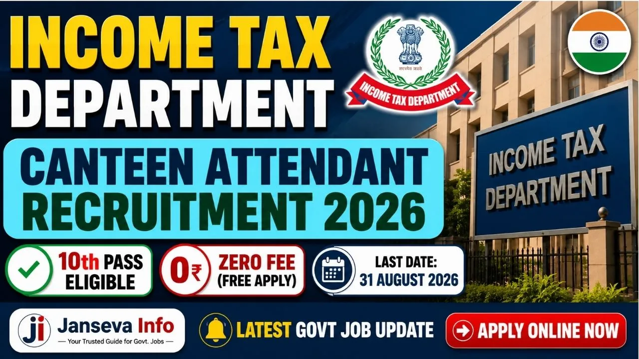 Income Tax Department Canteen Attendant Recruitment